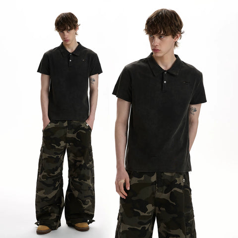 A PUEE vintage vintage vintage distressed design with a short sleeved polo shirt and a cool commuting shoulder T-shirt top