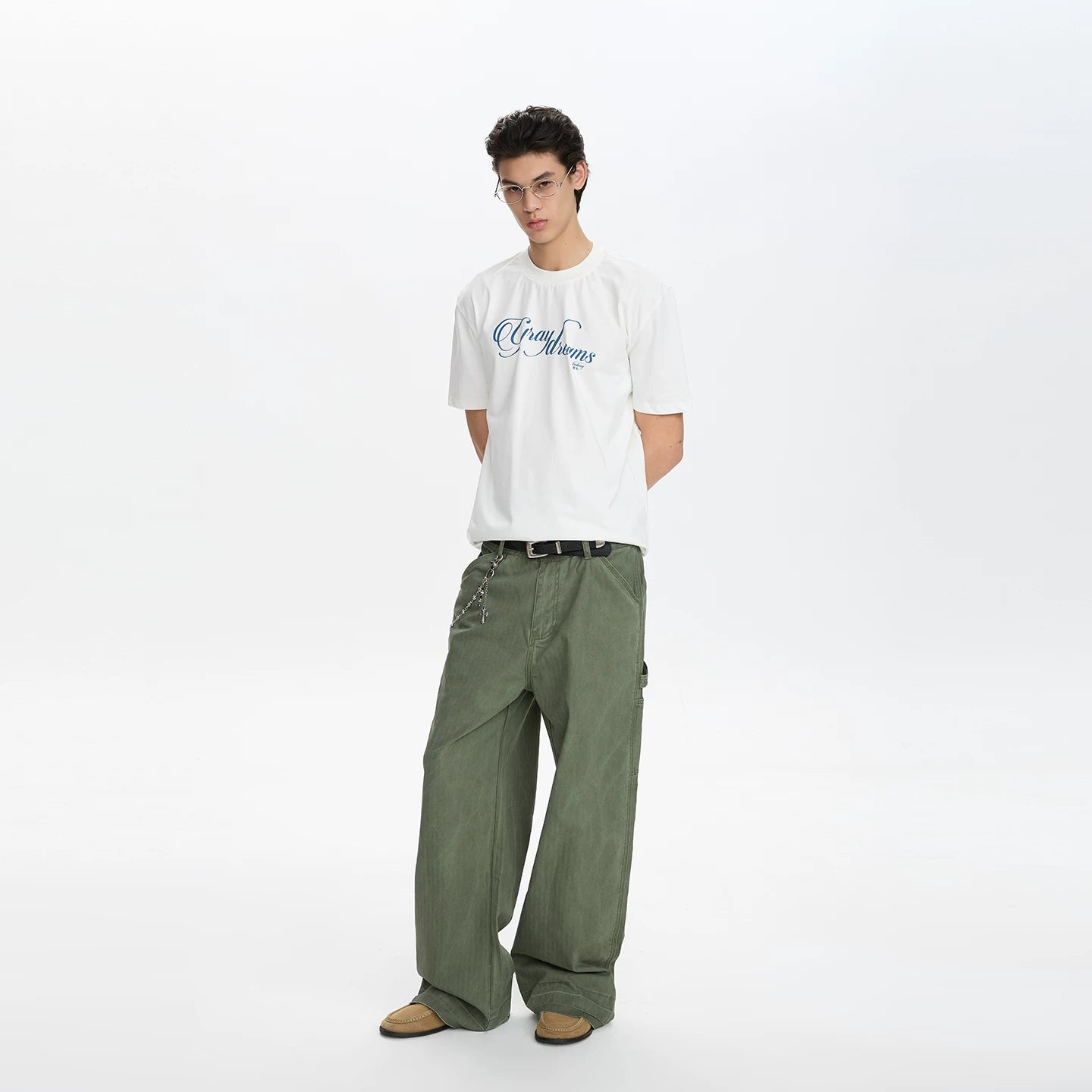 A PUEE retro American vintage vintage work pants with a high-end feel for couples, loose straight leg slimming casual pants