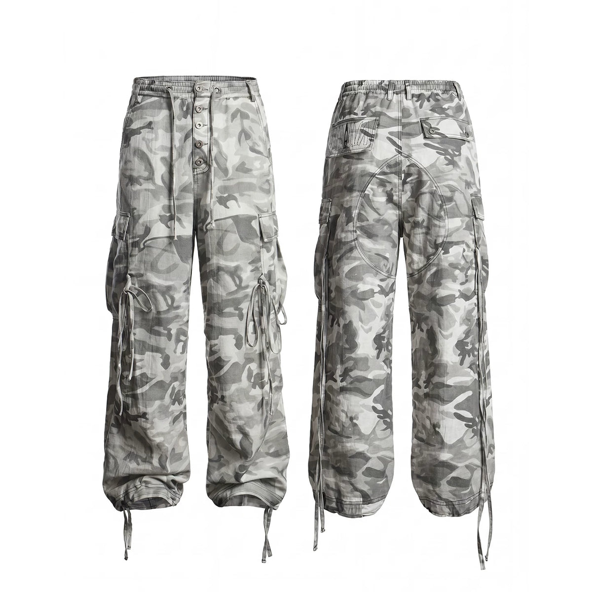 DND4DES American street hip-hop camouflage commuting wide leg pants with multiple pockets straight leg casual linen pants