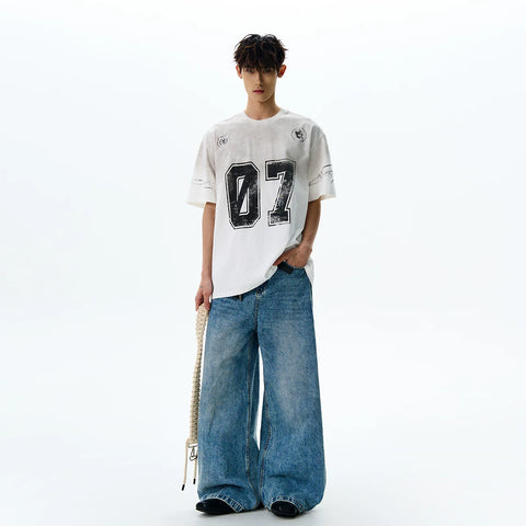 A PUEE American retro vintage vintage do old dirty wash short sleeved T-shirt trendy and cool loose and versatile ball jacket summer