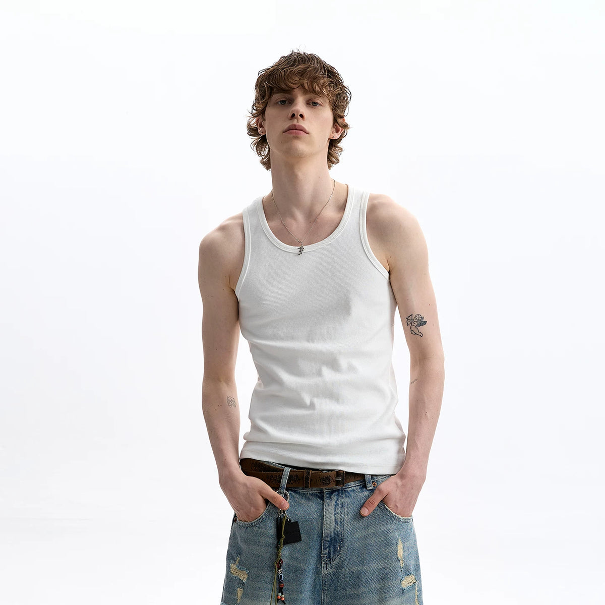 A PUEE American retro cleanfit basic simple sweat vest casual versatile I-shaped sleeveless base top