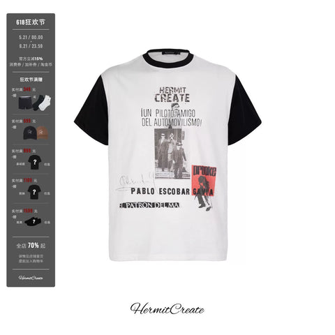 HC/HermitCreate THE KILLER 人像印花拼贴插肩短袖 Boxy版型街头