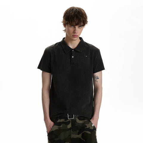 A PUEE vintage vintage vintage distressed design with a short sleeved polo shirt and a cool commuting shoulder T-shirt top
