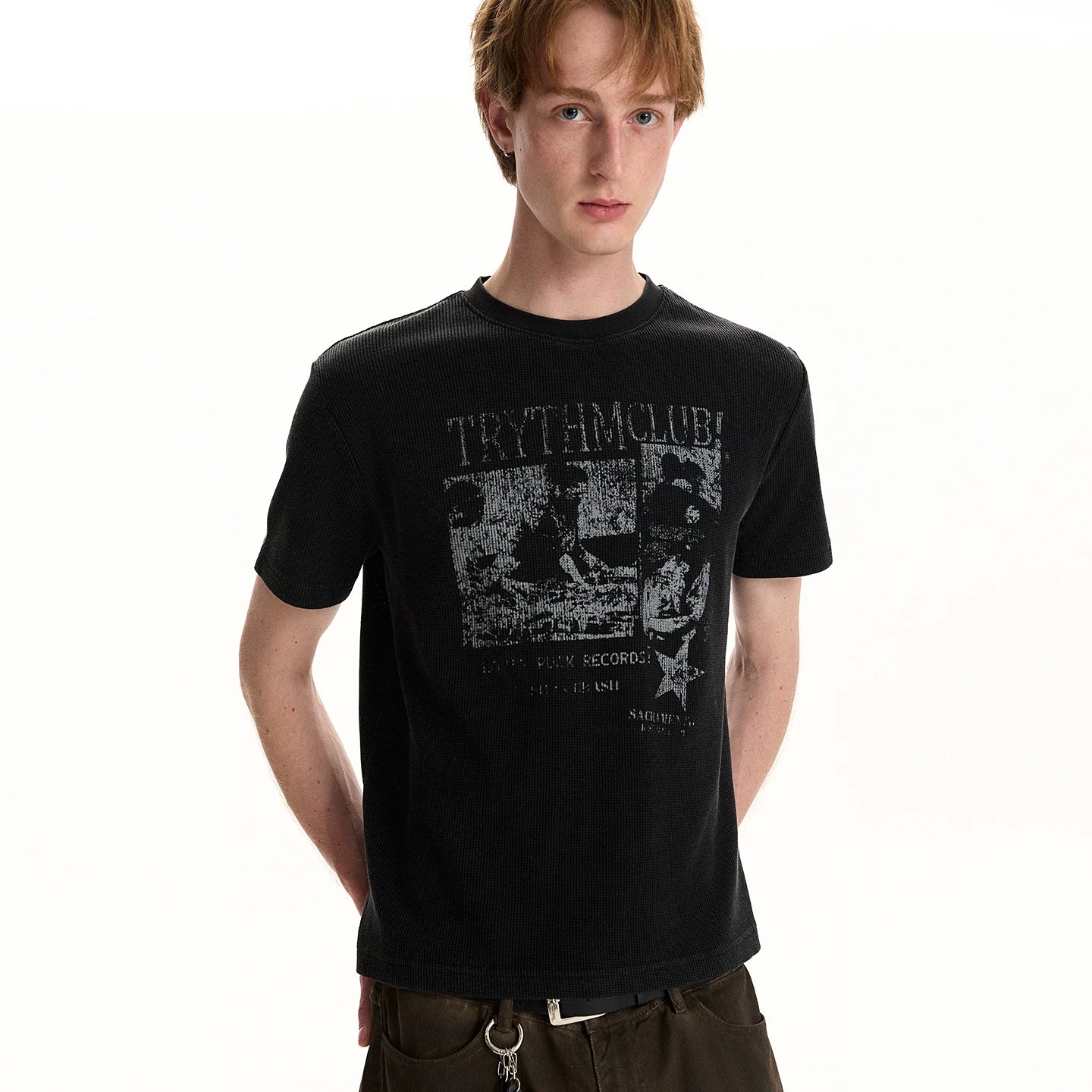 A PUEE street retro vintage vintage vintage short sleeved T-shirt, men's and women's fit, short style, slimming, front shoulder, skin friendly top
