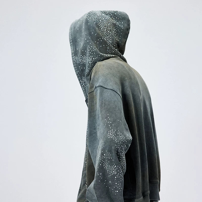 DND4DES American washed hooded sweatshirt, Wang Yiheng's same style, made of old mud dyed cotton loose jacket