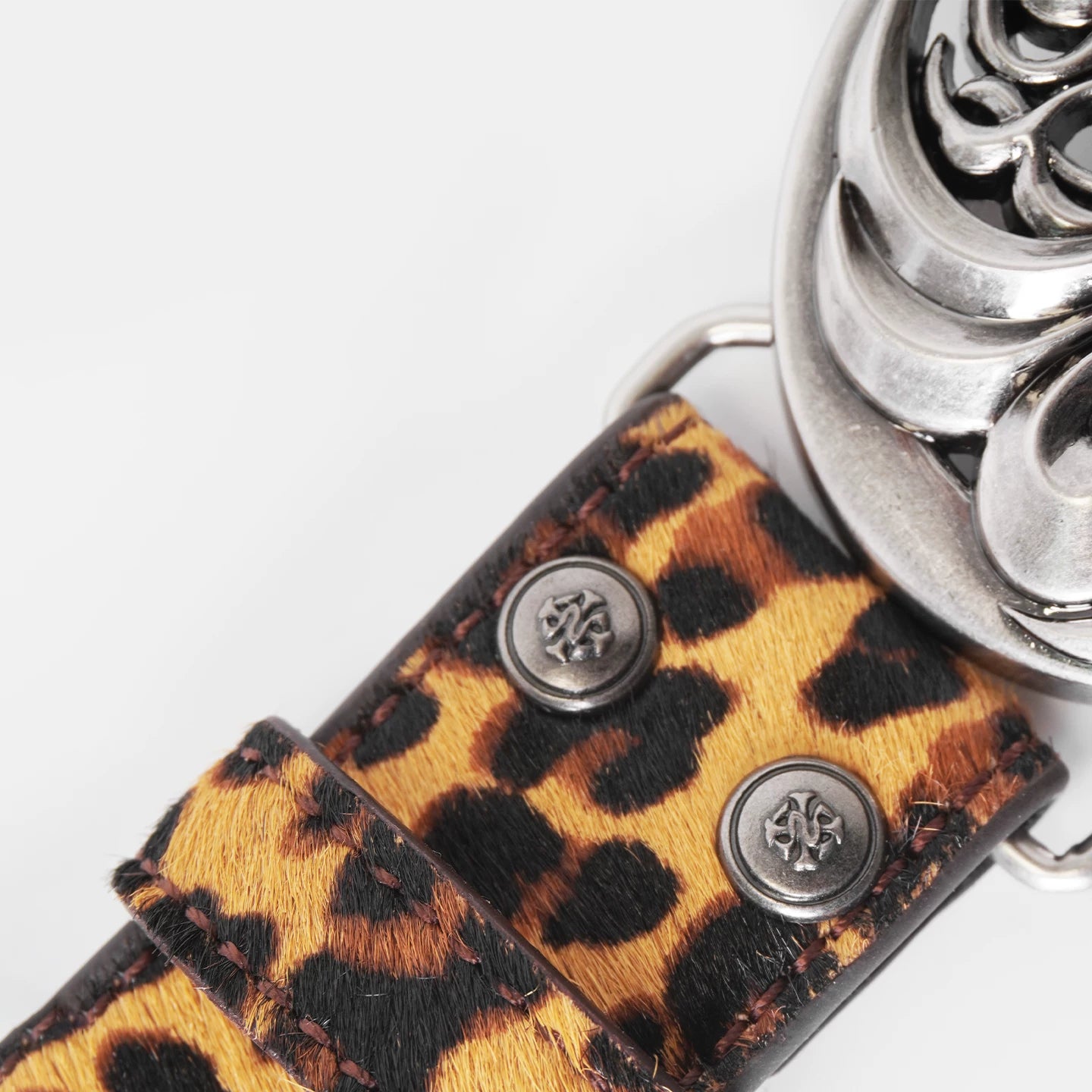 DND4DES Retro Honeysuckle Pattern Customized Belt Head, Horse Hair Leopard Pattern Belt Head Layer, Leather Leather Belt, Belt