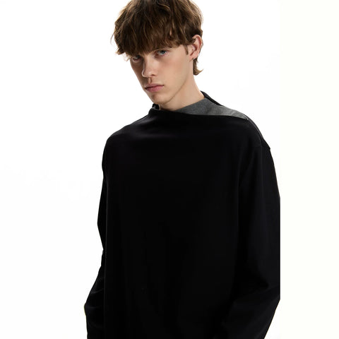 A PUEE high-end fake two-piece spliced long sleeved T-shirt clean fit layered design sense short and stylish top