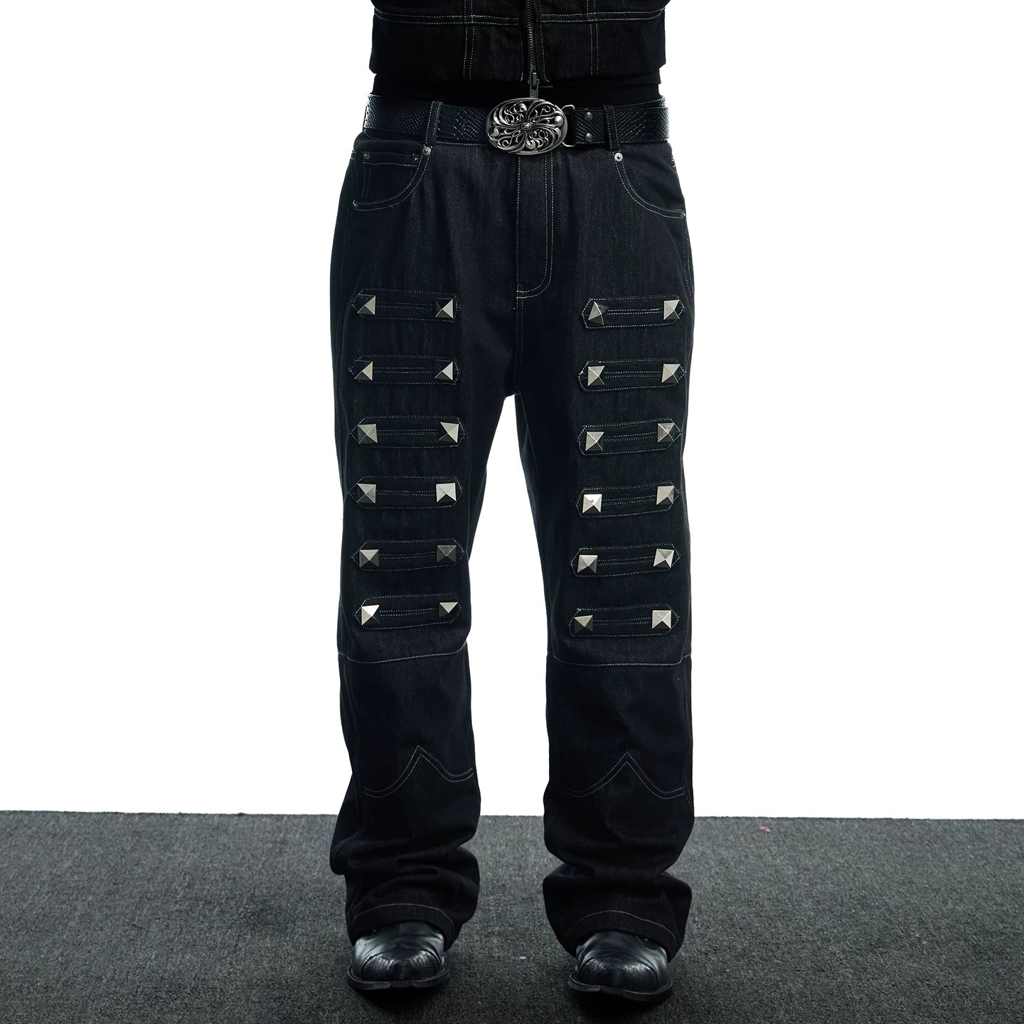 DND4DES Street Palace Style Subculture Punk Heavy Industry Design Sense Original Cow Straight Tube Micro Pull denim jeans