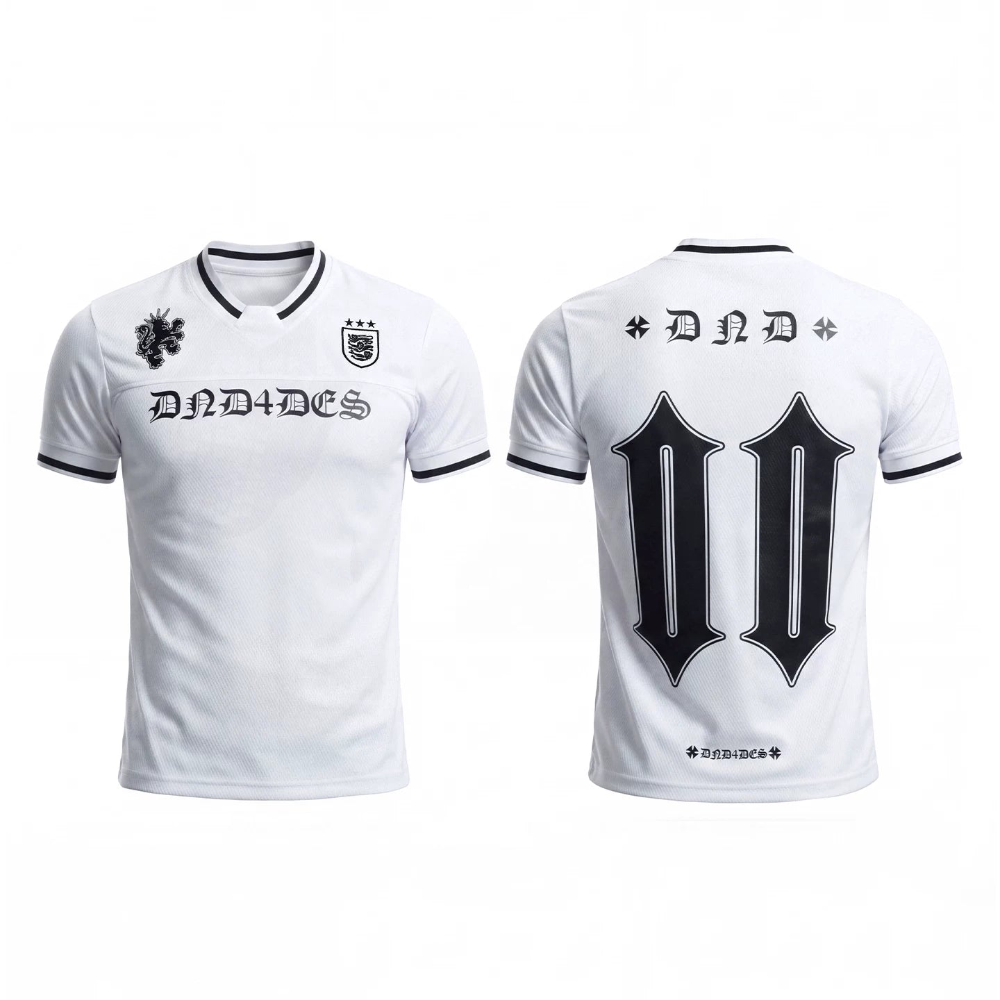 DND4DES American Street Retro Jersey Gothic Alphabet Printed Mesh Breathable T-shirt
