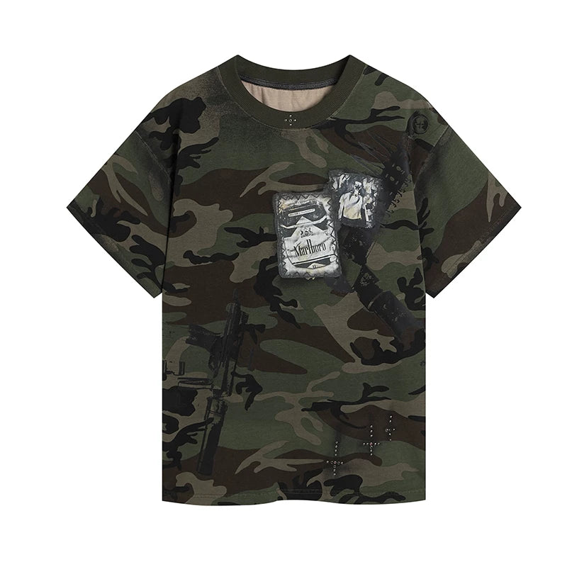 DND4DES China-Chic Cross Hot Drill Short Sleeve T-shirt Youth Applicable Breathable Cotton Top
