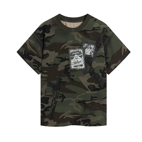 DND4DES China-Chic Cross Hot Drill Short Sleeve T-shirt Youth Applicable Breathable Cotton Top