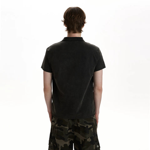A PUEE vintage vintage vintage distressed design with a short sleeved polo shirt and a cool commuting shoulder T-shirt top