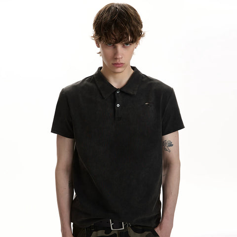 A PUEE vintage vintage vintage distressed design with a short sleeved polo shirt and a cool commuting shoulder T-shirt top