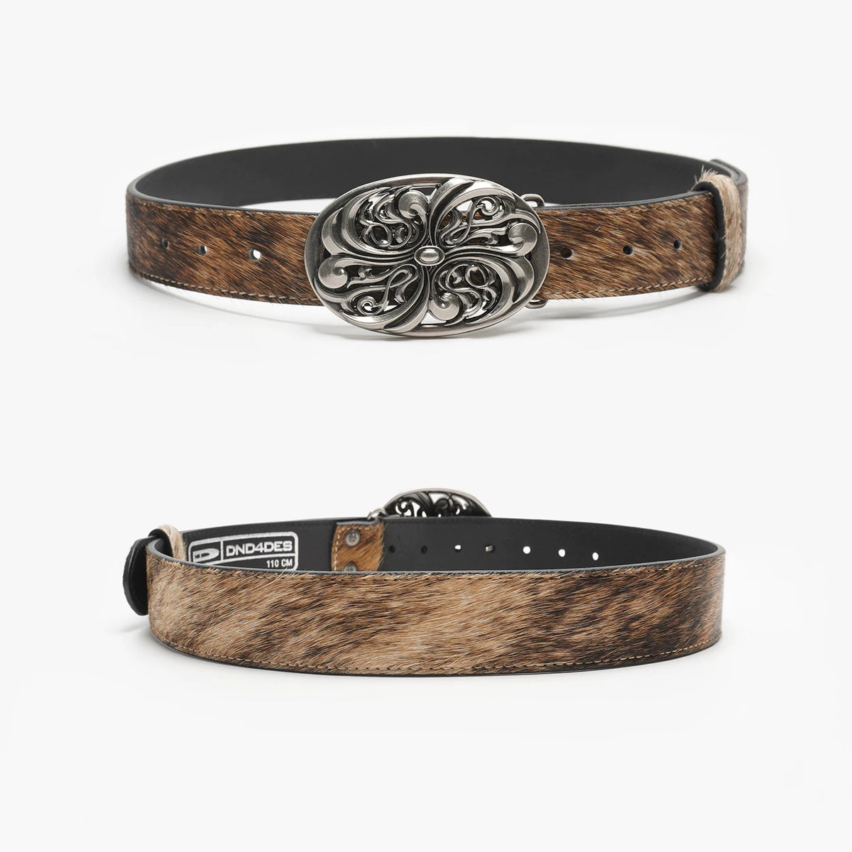 DND4DES Wang Sulong's same retro honeysuckle pattern brown horsehair heavy industry top layer cowhide leather belt waist belt