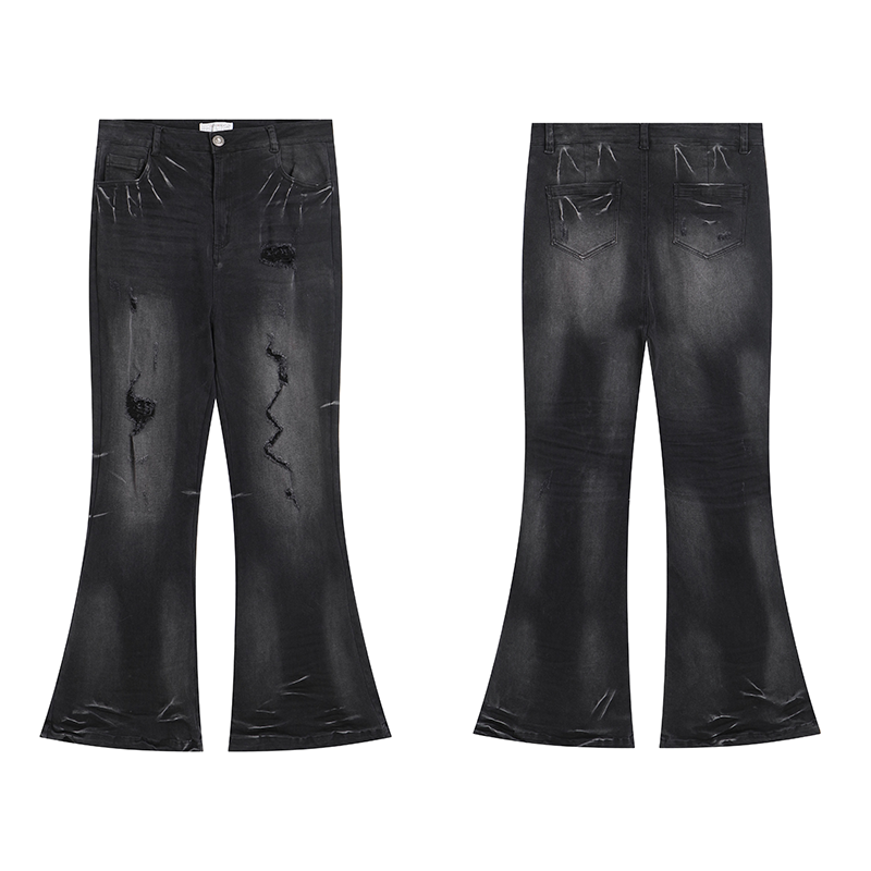 DND4DES American High Street Cleanfit Heavy Industry Washed, Used, Broken, Hole Stacked, Elastic, Micro Pull denim jeans