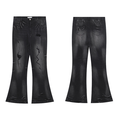 DND4DES American High Street Cleanfit Heavy Industry Washed, Used, Broken, Hole Stacked, Elastic, Micro Pull denim jeans