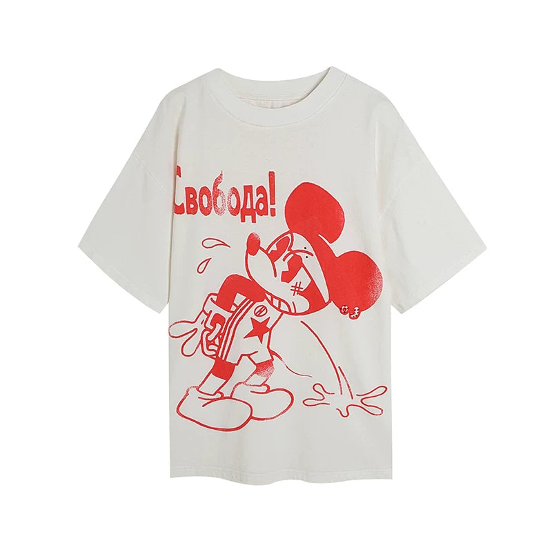 DND4DES American original cartoon anime hot stamping parody Mickey print short sleeved multi-color
