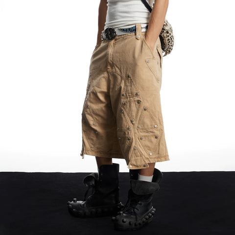 DND4DES American street design, casual heavy industry, versatile, vintage, loose workwear, cropped pants, shorts