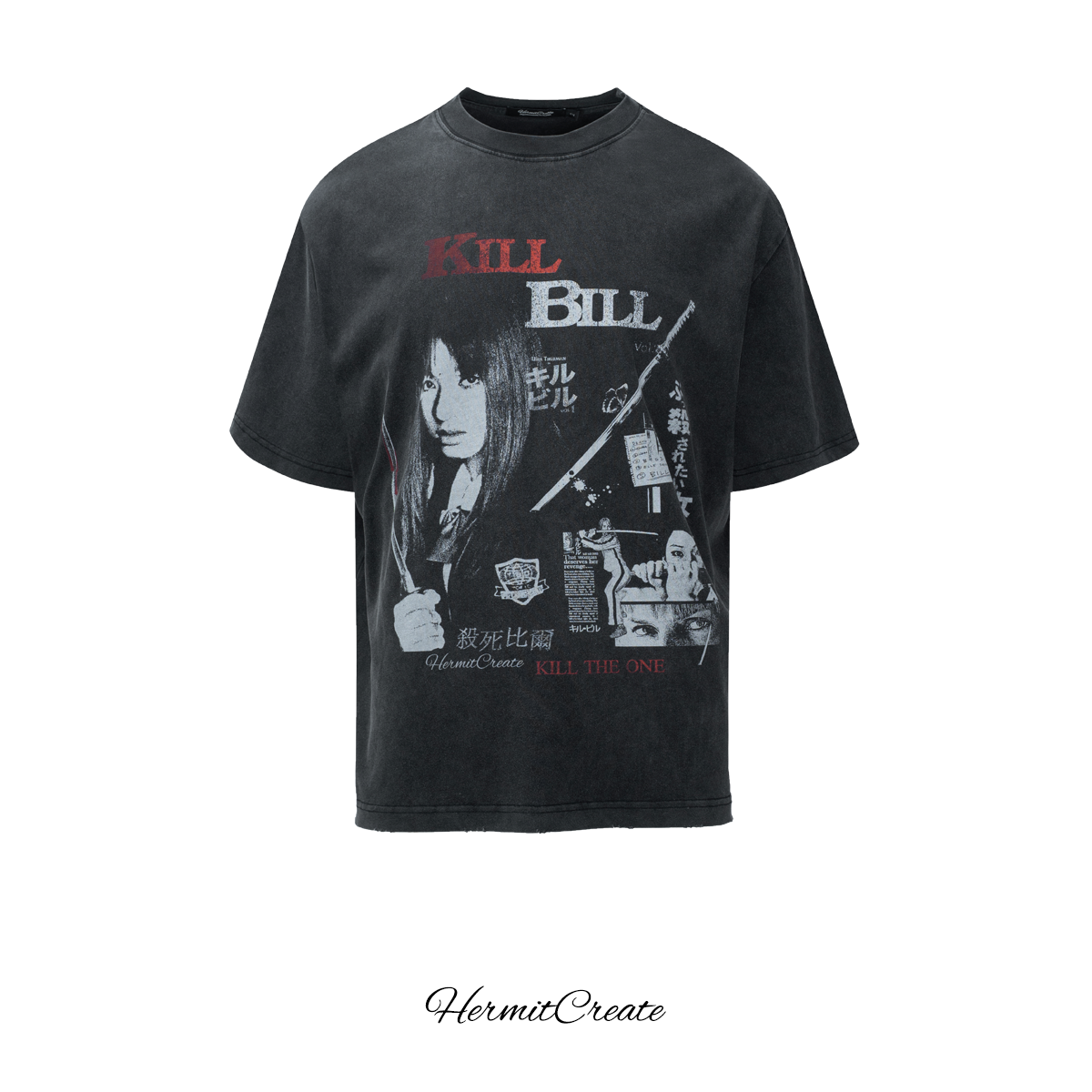 HC/HermitCreate Wash Series Kill Bill Movie Vintage Street Small Collar Make Old Boxy
