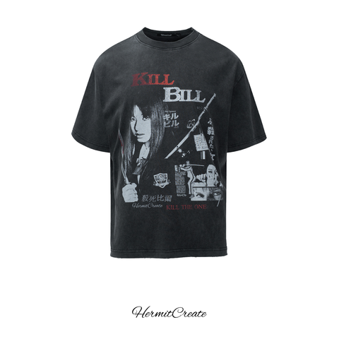 HC/HermitCreate Wash Series Kill Bill Movie Vintage Street Small Collar Make Old Boxy