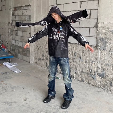 DND4DES American Blokecore Hellhound Printed Sports Collar Long Sleeve T-shirt Shirt Speed Drying Soccer Suit