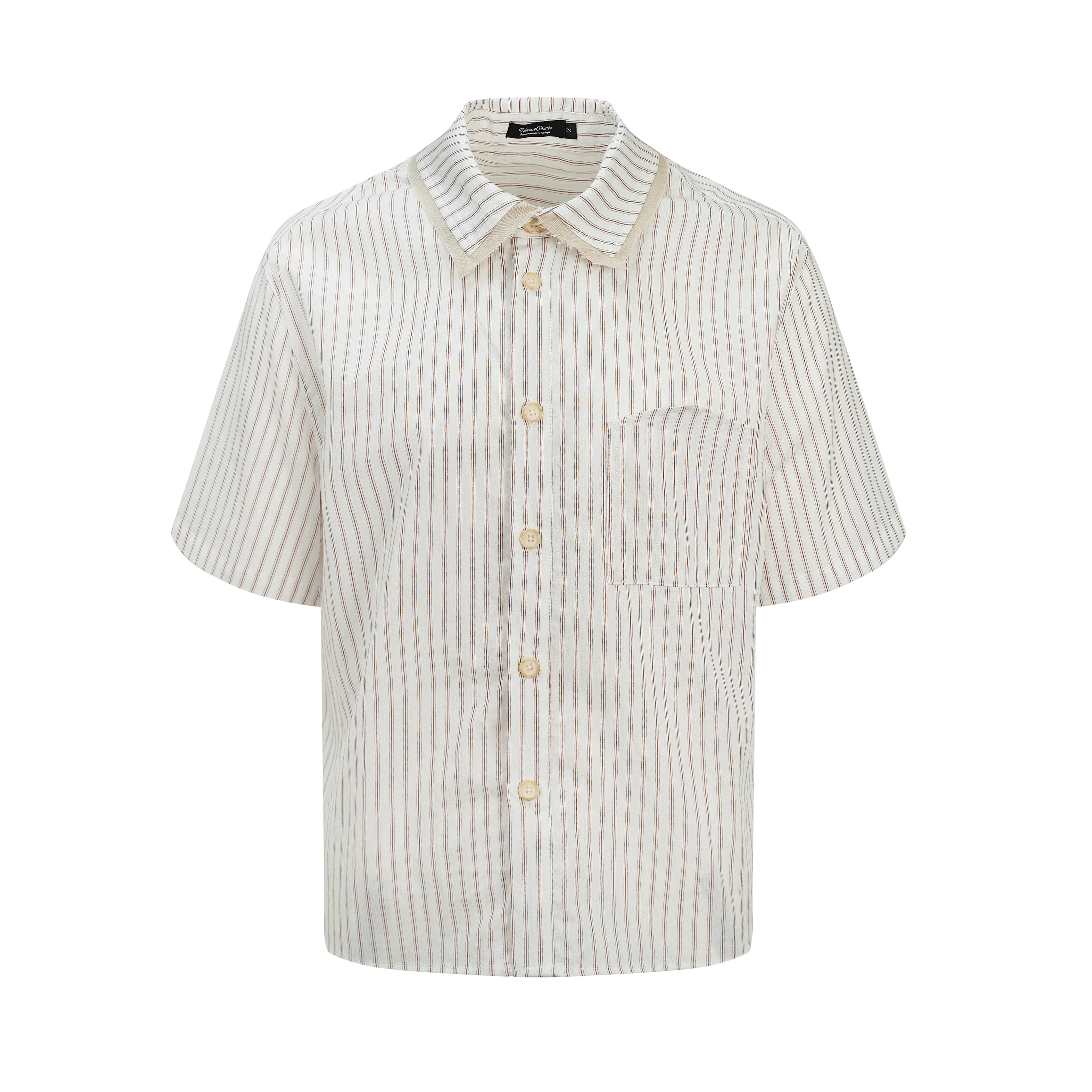 HC/HermitCreate Short Sleeve Splicing Shirt Summer Old Money Short Width Boxy Button Jacquard Making Old Street