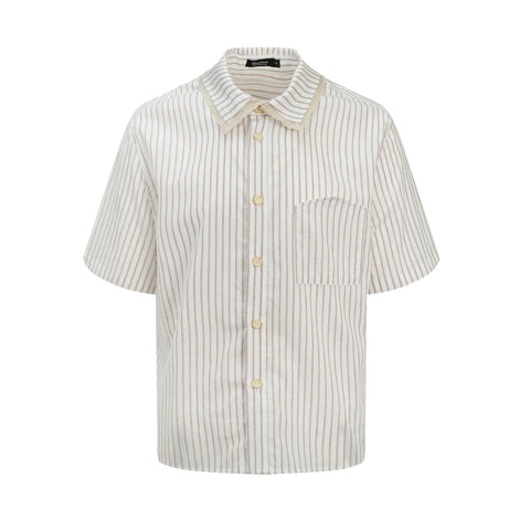 HC/HermitCreate Short Sleeve Splicing Shirt Summer Old Money Short Width Boxy Button Jacquard Making Old Street