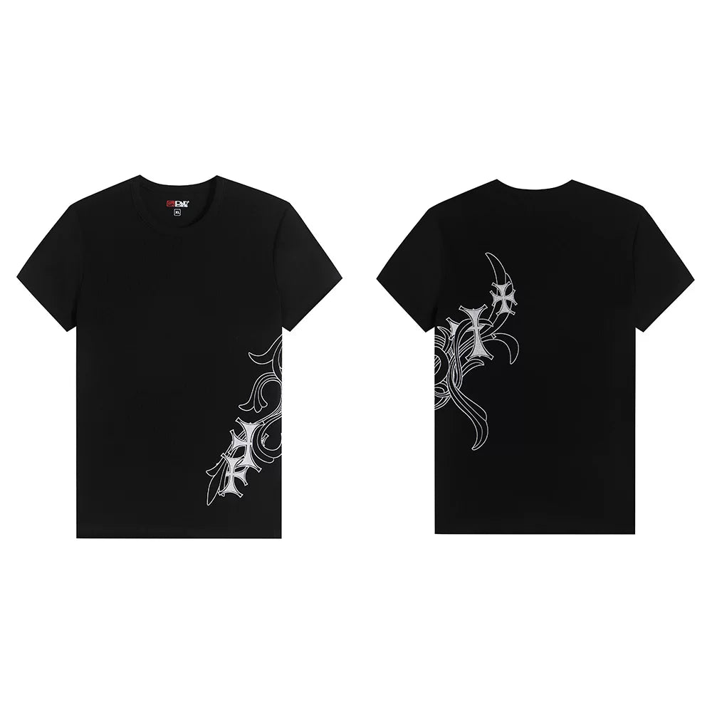 DND4DES trendy elastic short sleeved T-shirt with American hip-hop style printed slim fit polyester mixed cotton breathable suitable for young people