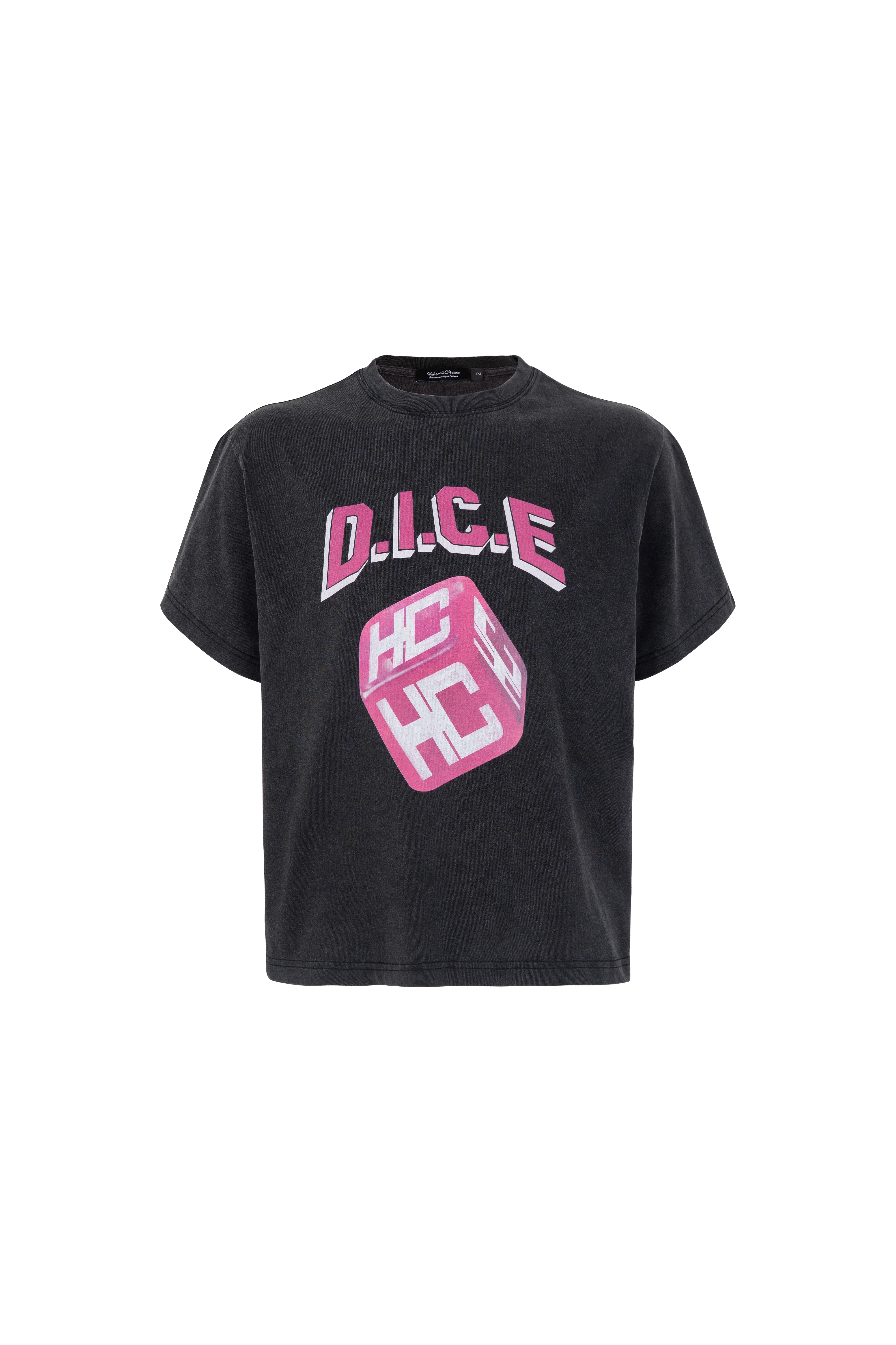 HC/HermitCreate Dice Double Color LOGO Washed Street Boxy Version Vintage Short Sleeve T