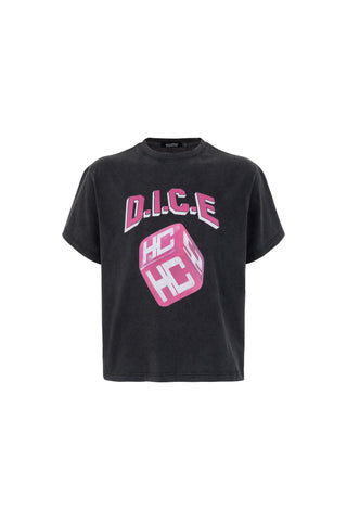 HC/HermitCreate Dice Double Color LOGO Washed Street Boxy Version Vintage Short Sleeve T
