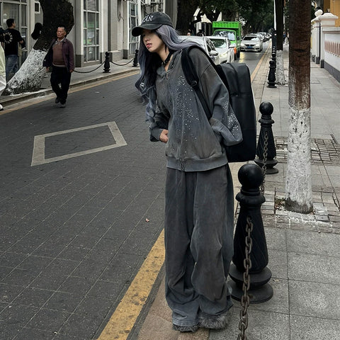 DND4DES American washed hooded sweatshirt, Wang Yiheng's same style, made of old mud dyed cotton loose jacket