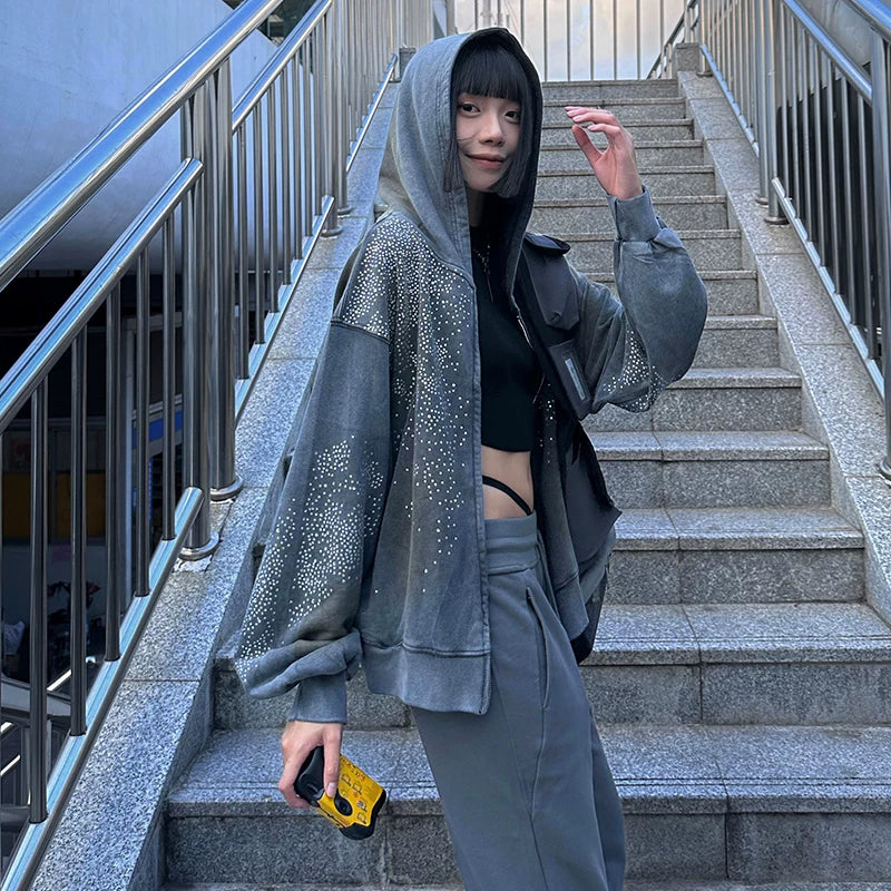 DND4DES American washed hooded sweatshirt, Wang Yiheng's same style, made of old mud dyed cotton loose jacket