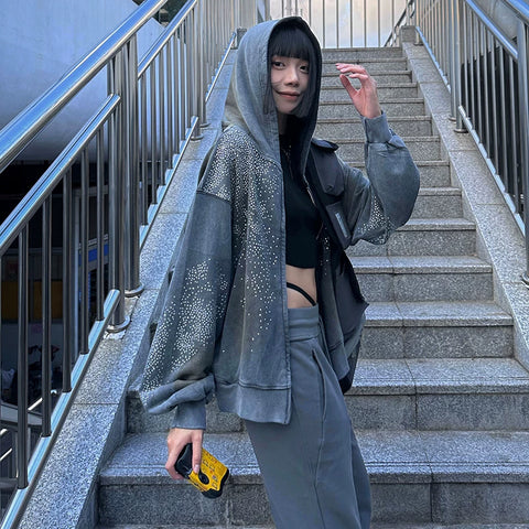 DND4DES American washed hooded sweatshirt, Wang Yiheng's same style, made of old mud dyed cotton loose jacket