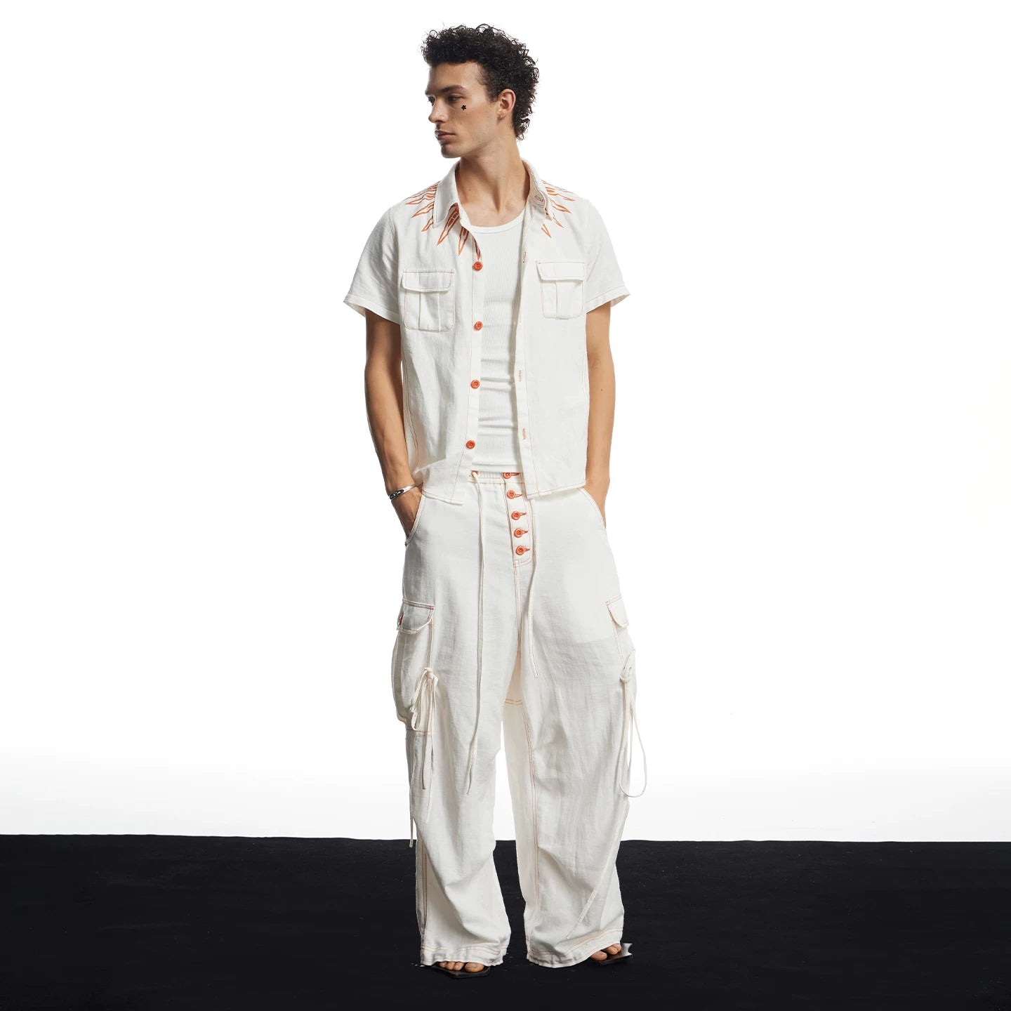 DND4DES cleanfit linen breathable and skin friendly commuting wide leg pants with multiple pockets and a hanging feel straight leg pants