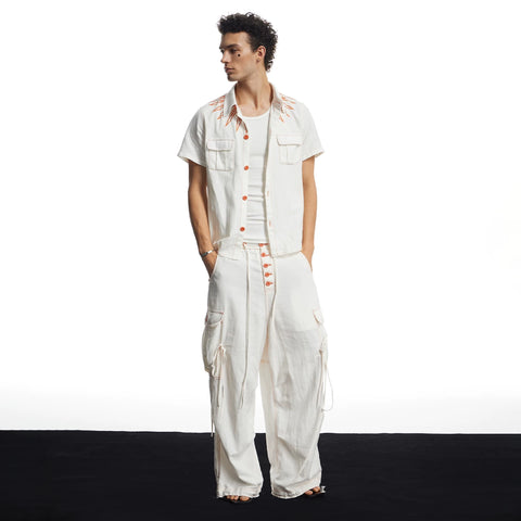 DND4DES cleanfit linen breathable and skin friendly commuting wide leg pants with multiple pockets and a hanging feel straight leg pants