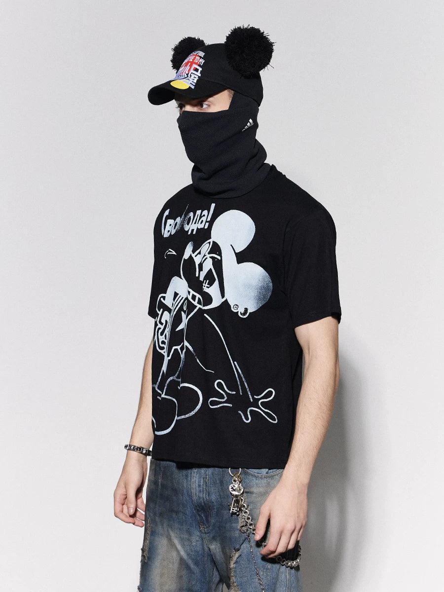 DND4DES American original cartoon anime hot stamping parody Mickey print short sleeved multi-color