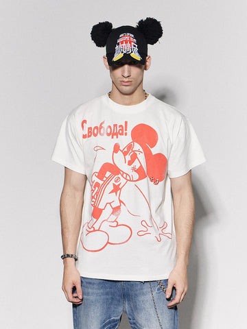 DND4DES American original cartoon anime hot stamping parody Mickey print short sleeved multi-color
