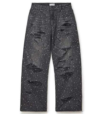 Vale Forever Rain Rhinestone Denim Jeans Black