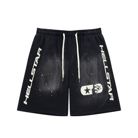 Dark Street‑Style Side Logo Print Drawstring Casual Summer Shorts
