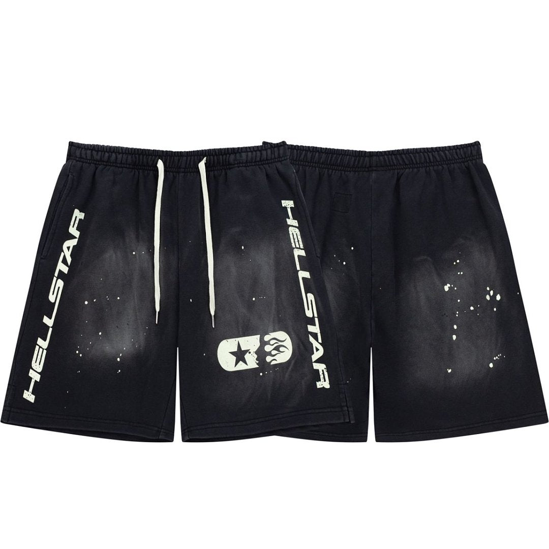 Dark Street‑Style Side Logo Print Drawstring Casual Summer Shorts