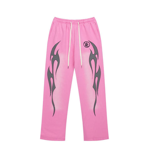 Y2K Street‑Wear Elastic Waist Wide Leg Graphic Sweatpants