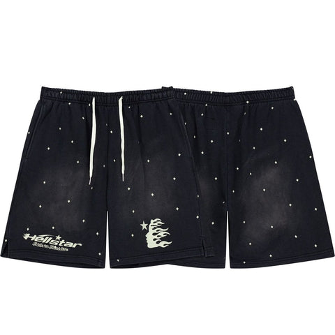 Retro Distressed Star Print Elastic Waist Loose‑Fit Men’s Casual Shorts