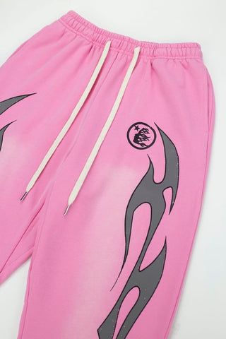 Y2K Street‑Wear Elastic Waist Wide Leg Graphic Sweatpants