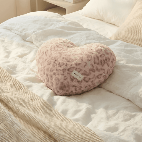 Leopard Plush Heart Pillow